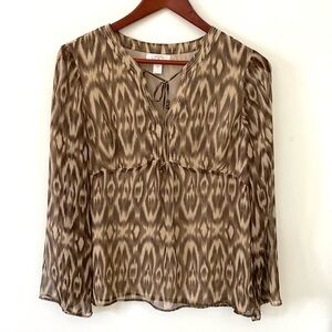 LOFT Petites Brown Animal/Snake Print Top Sz 10P